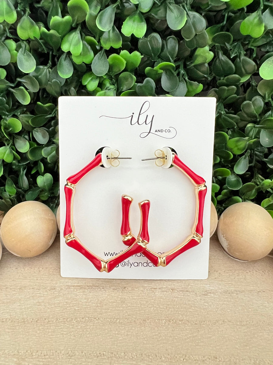 Bamboo Hoop Earrings - 2.5 Inch Full Medium Hoops, Assorted Colors, Lightweight & Stylish - View #7