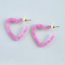 Load image into Gallery viewer, Mini Heart Hoops - Bubblegum Bliss