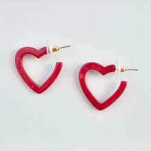 Load image into Gallery viewer, Mini Heart Hoops - Red