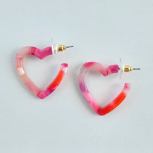 Load image into Gallery viewer, Mini Heart Hoops - Tickled Pink