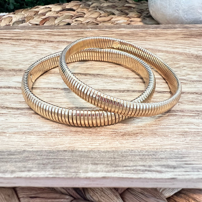 Gold Ribbed Bracelets