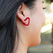Load image into Gallery viewer, Mini Heart Hoops - Red