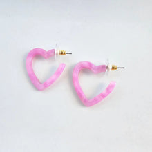 Load image into Gallery viewer, Mini Heart Hoops - Bubblegum Bliss