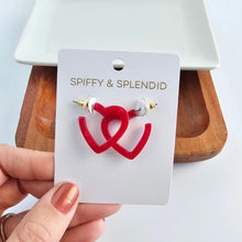 Load image into Gallery viewer, Mini Heart Hoops - Red