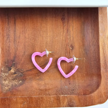 Load image into Gallery viewer, Mini Heart Hoops - Bubblegum Bliss