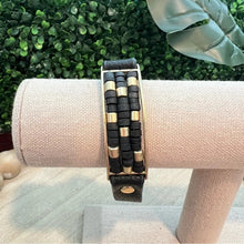 Load image into Gallery viewer, Black and Gold Beaded Bracelet