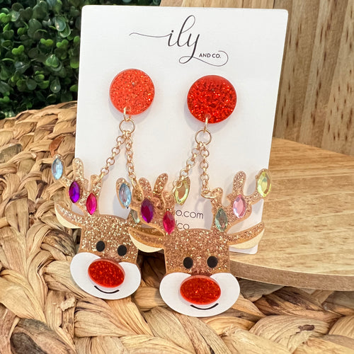Glam Reindeer Earrings