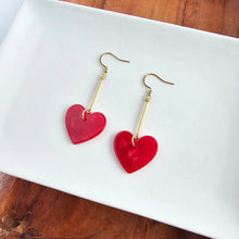 Load image into Gallery viewer, Mina Heart Earrings - Red