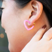 Load image into Gallery viewer, Mini Heart Hoops - Bubblegum Bliss