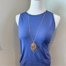 Load image into Gallery viewer, New Gold Tone Pointed Oval Pendent Necklace Set