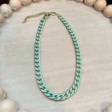 Load image into Gallery viewer, Gold and Mint Green Chain Link Necklace