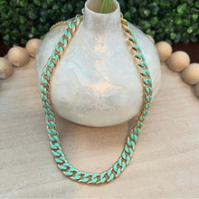 Load image into Gallery viewer, Gold and Mint Green Chain Link Necklace
