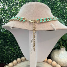 Load image into Gallery viewer, Gold and Mint Green Chain Link Necklace